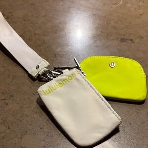 Lululemon White & Lime Green Wristlet
